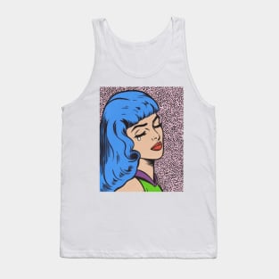 Blue Bangs Crying Comic Girl Tank Top